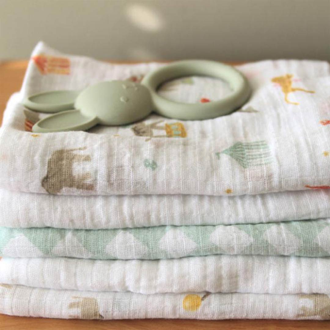 aden + anais Essentials Cotton Muslin Squares 5 Pack - Elephant Circus