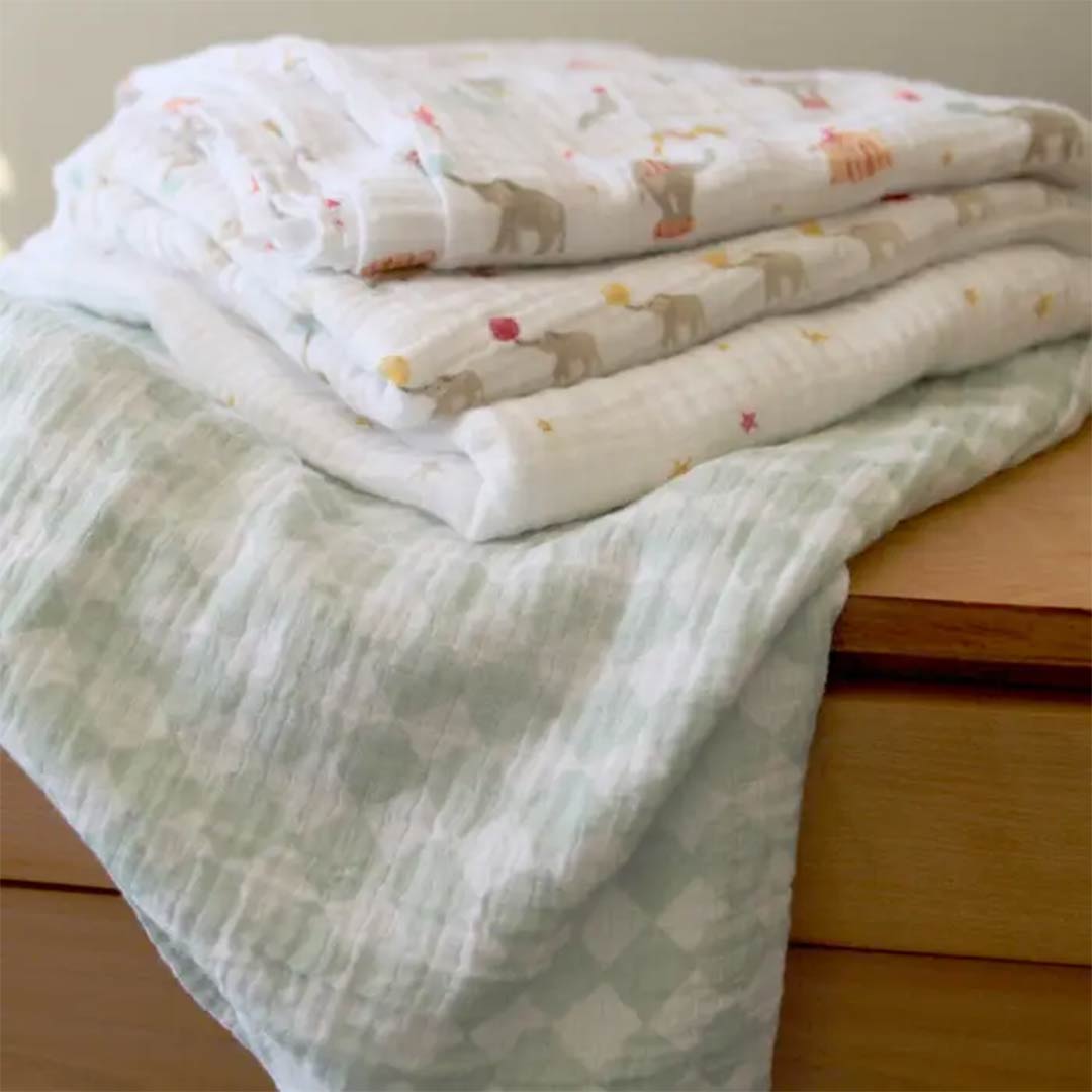 aden + anais Essentials Cotton Muslin Swaddle Blankets 4pk - Elephant Circus