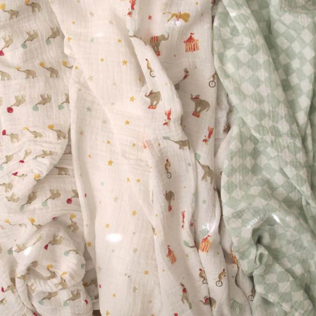 aden + anais Essentials Cotton Muslin Swaddle Blankets 2pk - Elephant Circus