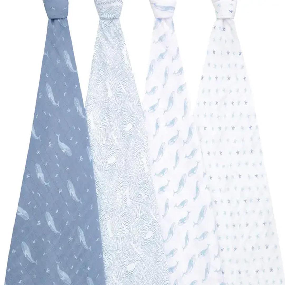 aden + anais Large Organic Cotton Muslin Swaddles 4pk - Oceanic