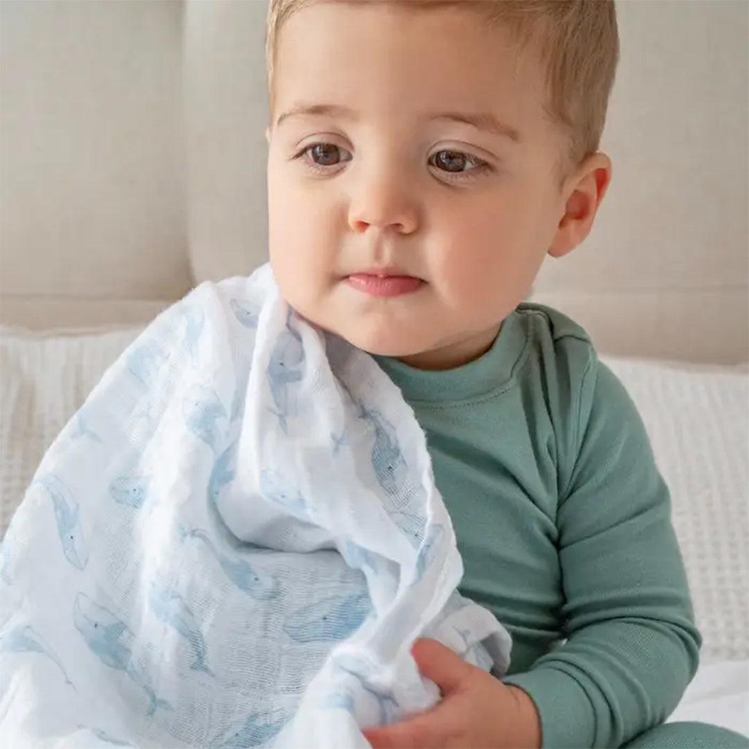 aden + anais Large Organic Cotton Muslin Swaddles 4pk - Oceanic