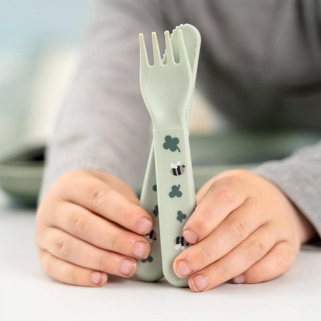 Done by Deer Foodie Dinner Set w/suction - Tiny Farm Green
