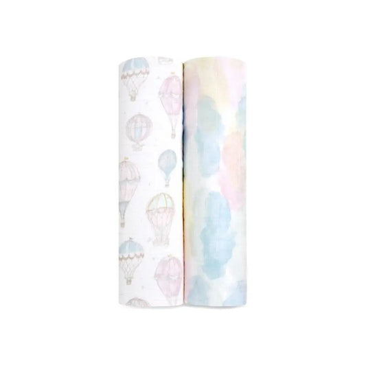 aden + anais Large Organic Cotton Muslin Swaddles 2pk - Above The Clouds