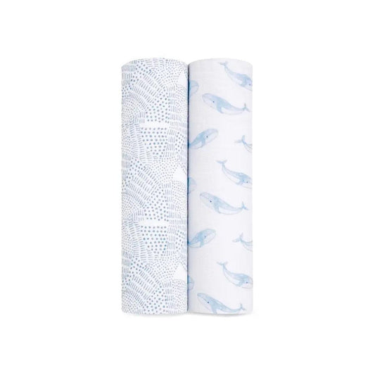 aden + anais Large Organic Cotton Muslin Swaddles 2pk - Oceanic